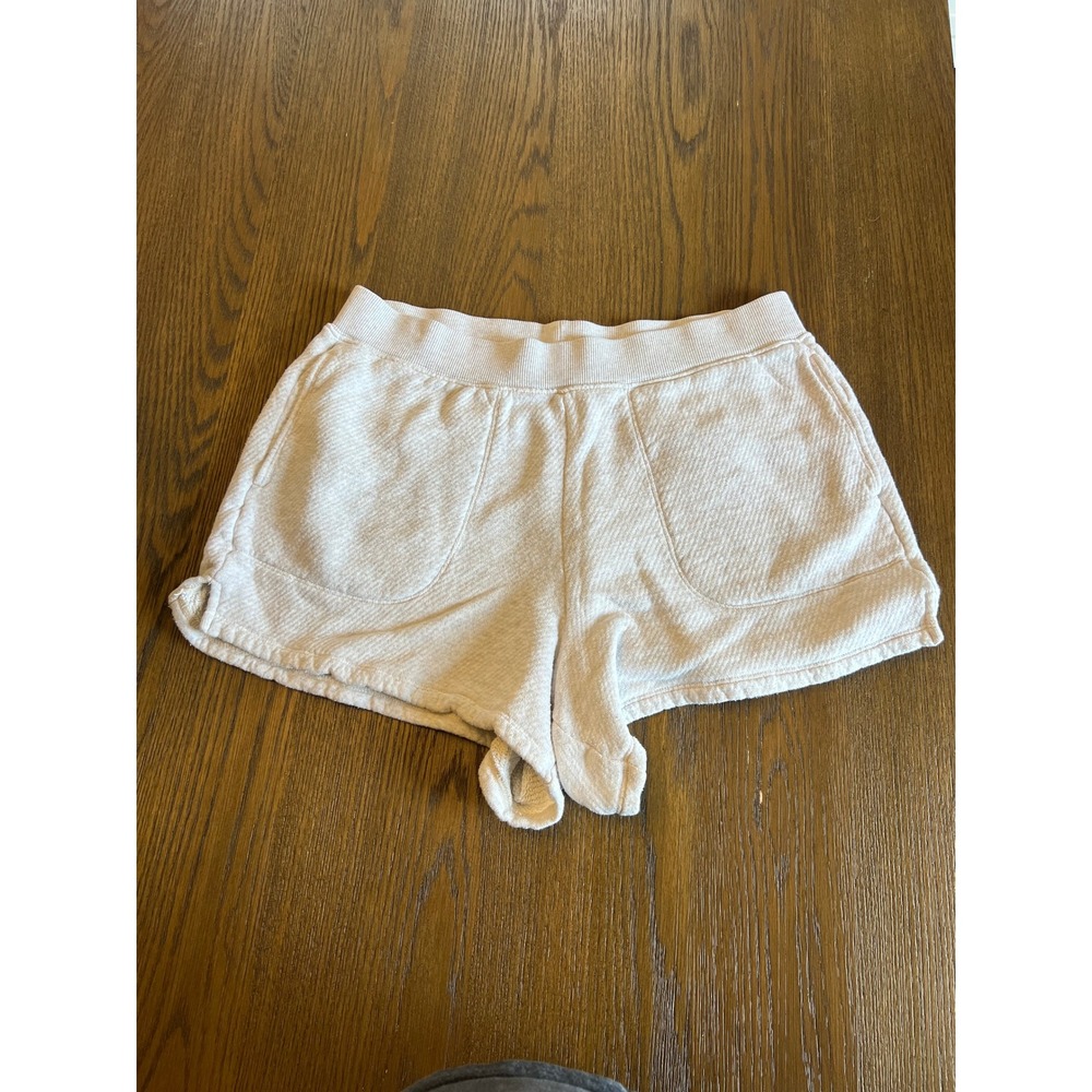 Madewell MWL Lounge Shorts Cotton French Terry Oatmeal Beige L High Rise Relaxed